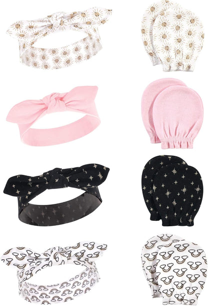 Adorable Hudson Baby Girls' Cotton Headband and Scratch Mitten Set for Ultimate Comfort and Style