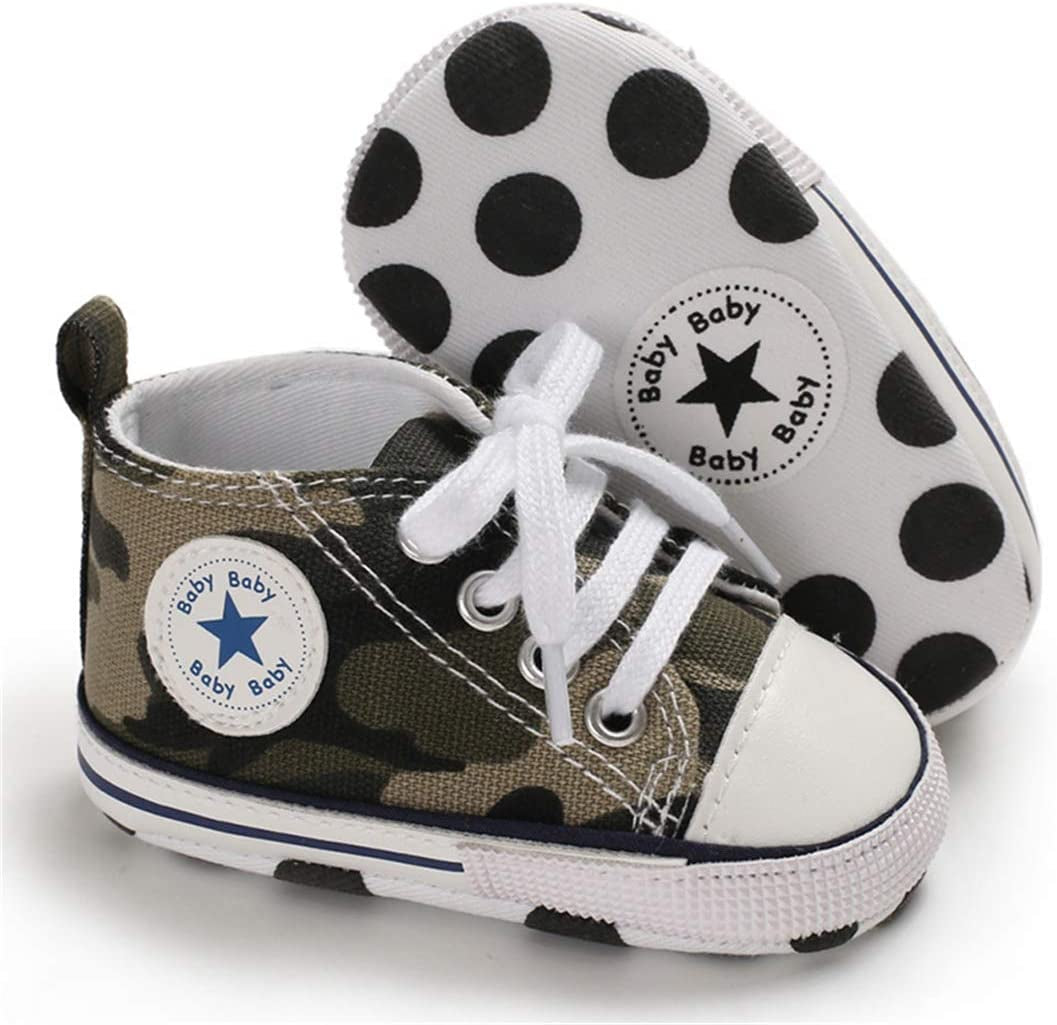 KIDSUN Unisex High Top Sneakers for Infants - Soft, Anti-Slip Canvas Denim First Walkers for Little Feet