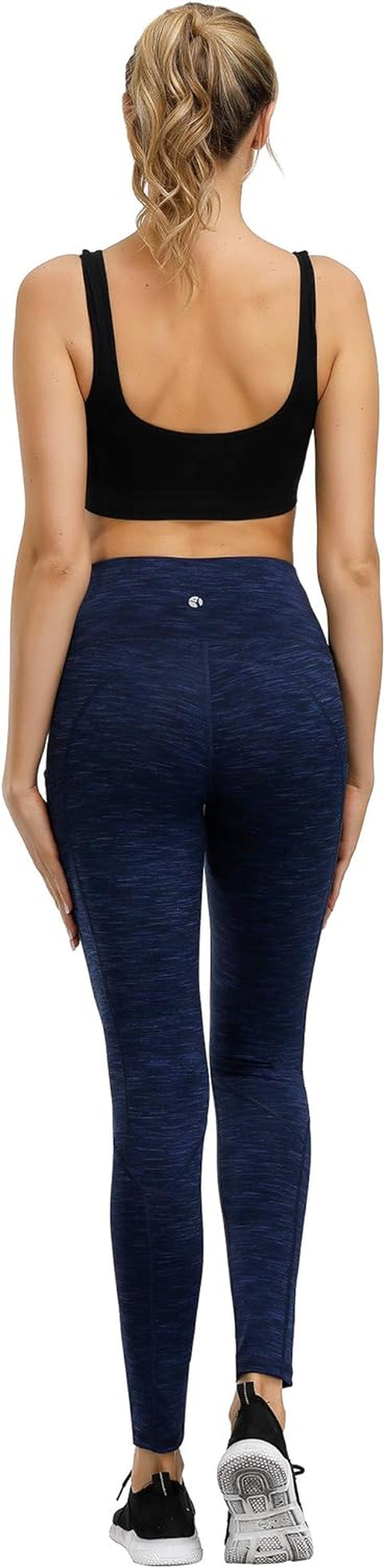 Lifesky Women's High-Waist Yoga Leggings with Tummy Control, 4-Way Stretch, and Triple Pocket Design for Enhanced Performance in Gym, Running, and Fitness Activities