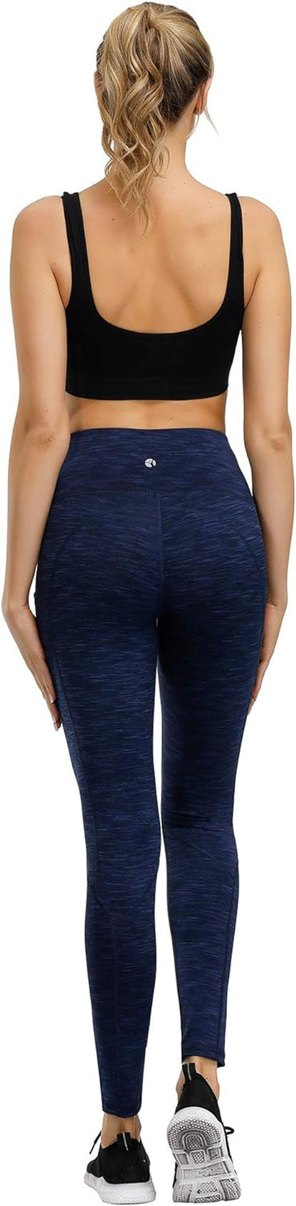 Lifesky Women's High-Waist Yoga Leggings with Tummy Control, 4-Way Stretch, and Triple Pocket Design for Enhanced Performance in Gym, Running, and Fitness Activities