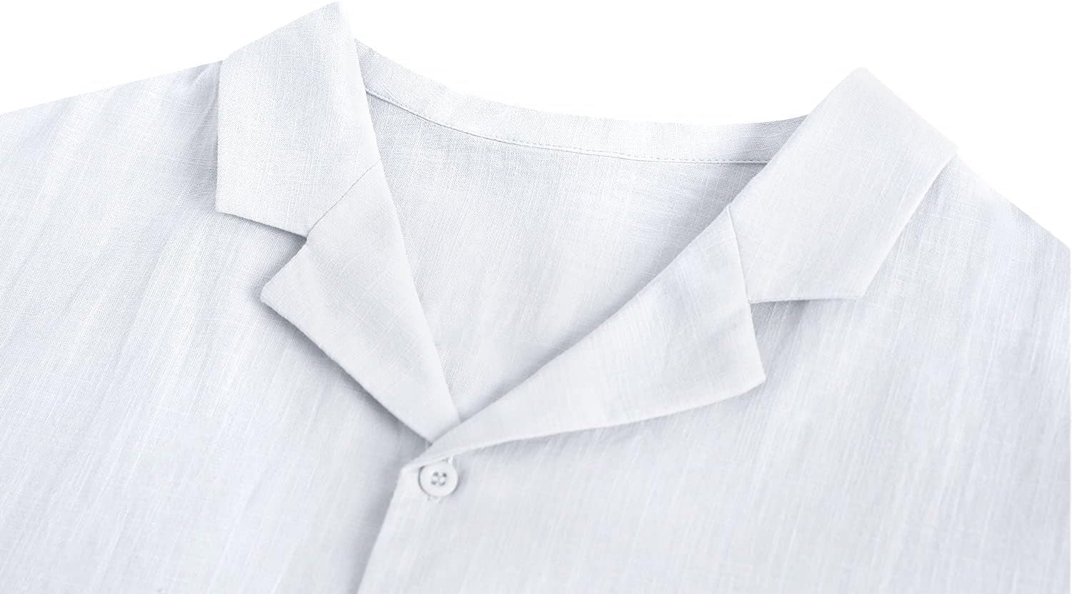Rorina Men's White Short Sleeve Cotton Linen Camp Shirt - Perfect Casual Summer Beachwear