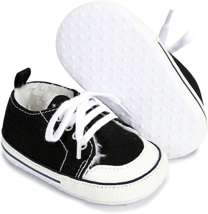 Cozy High Top Denim Sneakers with Soft Anti-Slip Sole for Newborns and Infants