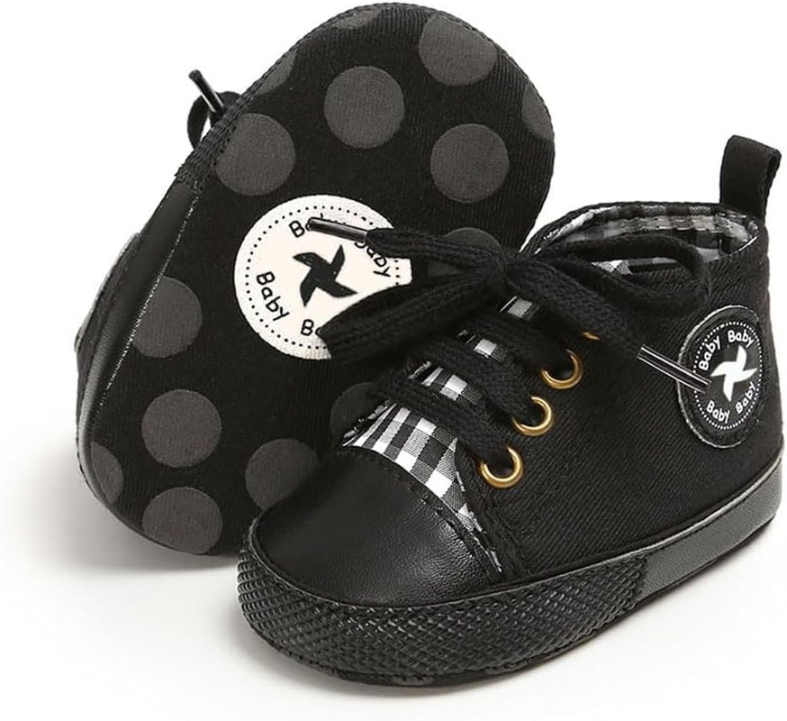 Cozy High Top Denim Sneakers with Soft Anti-Slip Sole for Newborns and Infants
