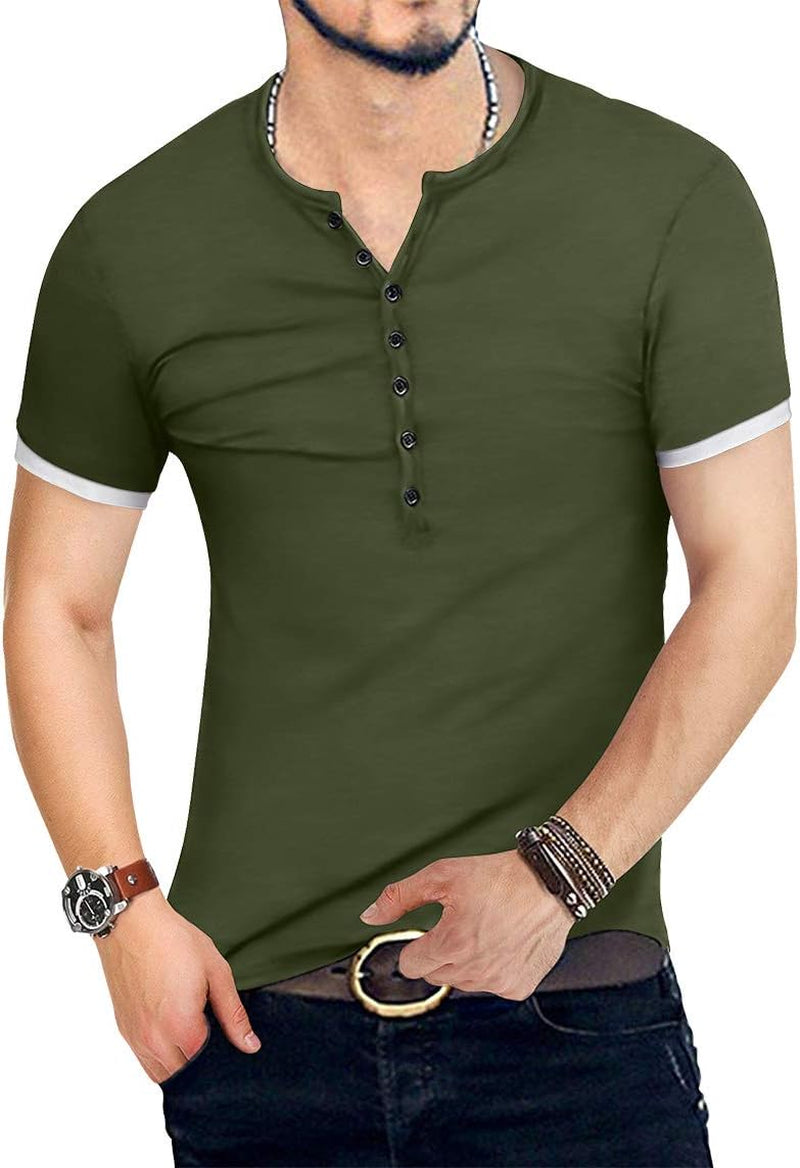 Men's Casual Slim Fit Henley T-Shirt - Perfect for Summer Style!