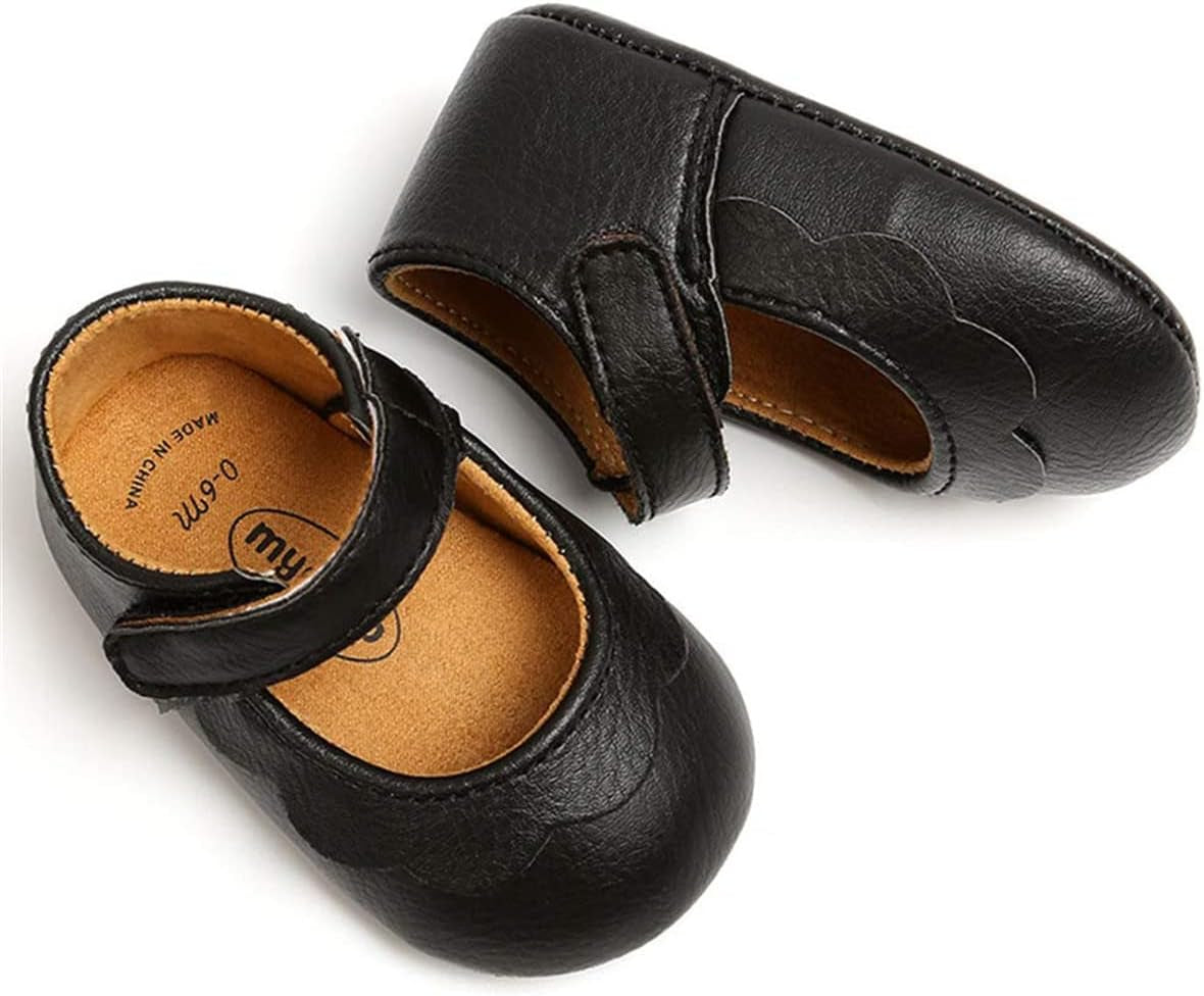 LAFEGEN Adorable Infant Girls' Mary Jane Flats with Bow Knot - Non-Slip Soft Sole PU Leather First Walker Dress Shoes