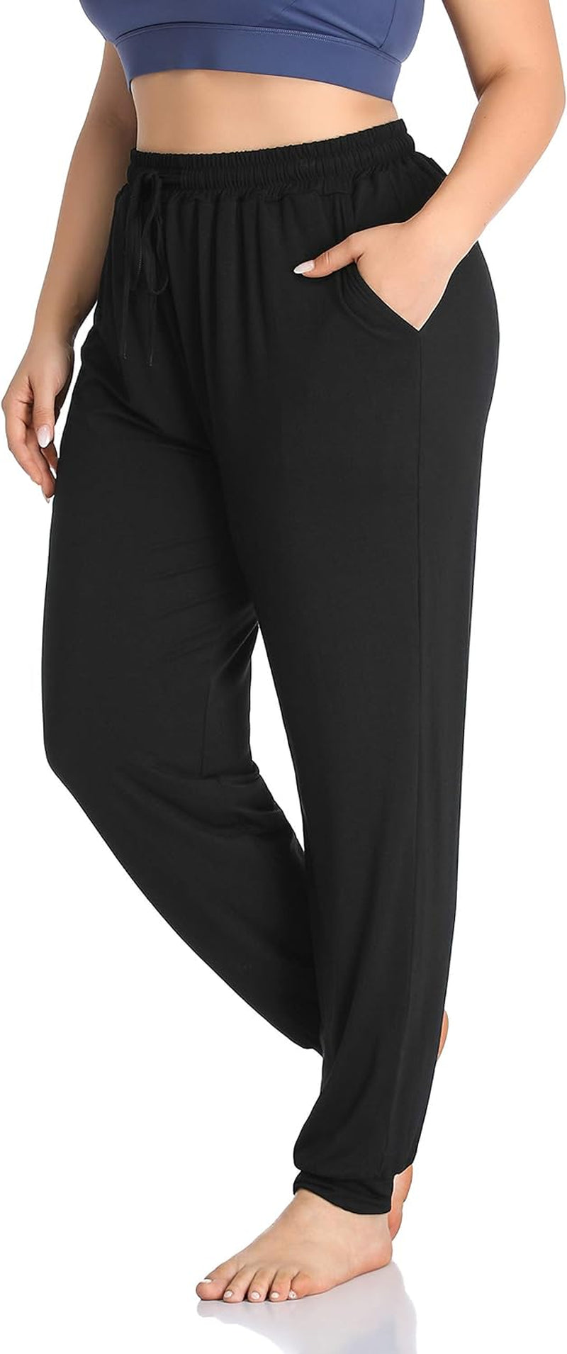 ZERDOCEAN Women's Plus Size Casual Lounge Yoga Pants - Comfortable Relaxed Joggers Featuring Drawstring and Pockets